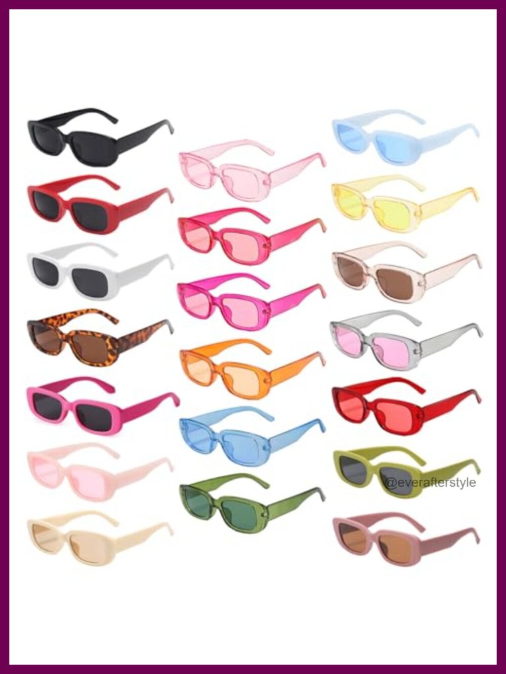 Geopty 20 Pack Retro Narrow Rectangle Sunglasses UV Protected Y2K Trendy